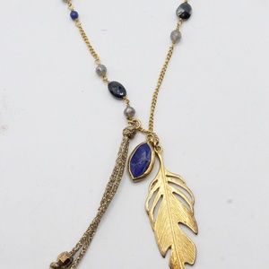 Chan Luu Gold and Blue Feather Necklace